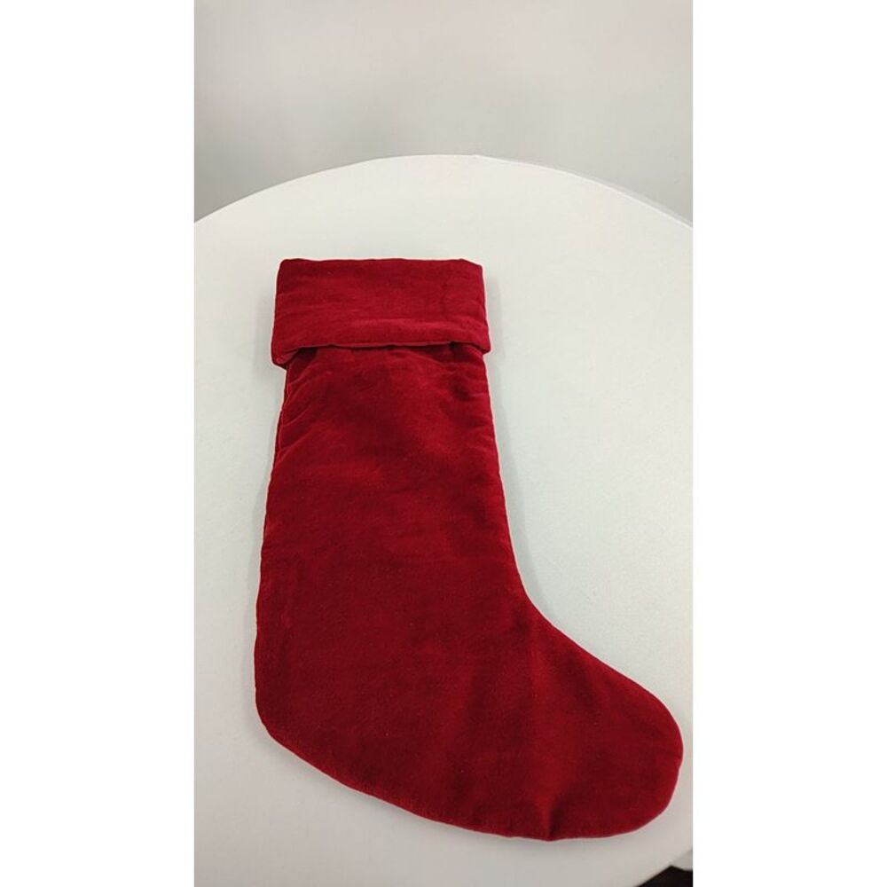 Quince Home Cotton Velvet Stocking Decor Red OS